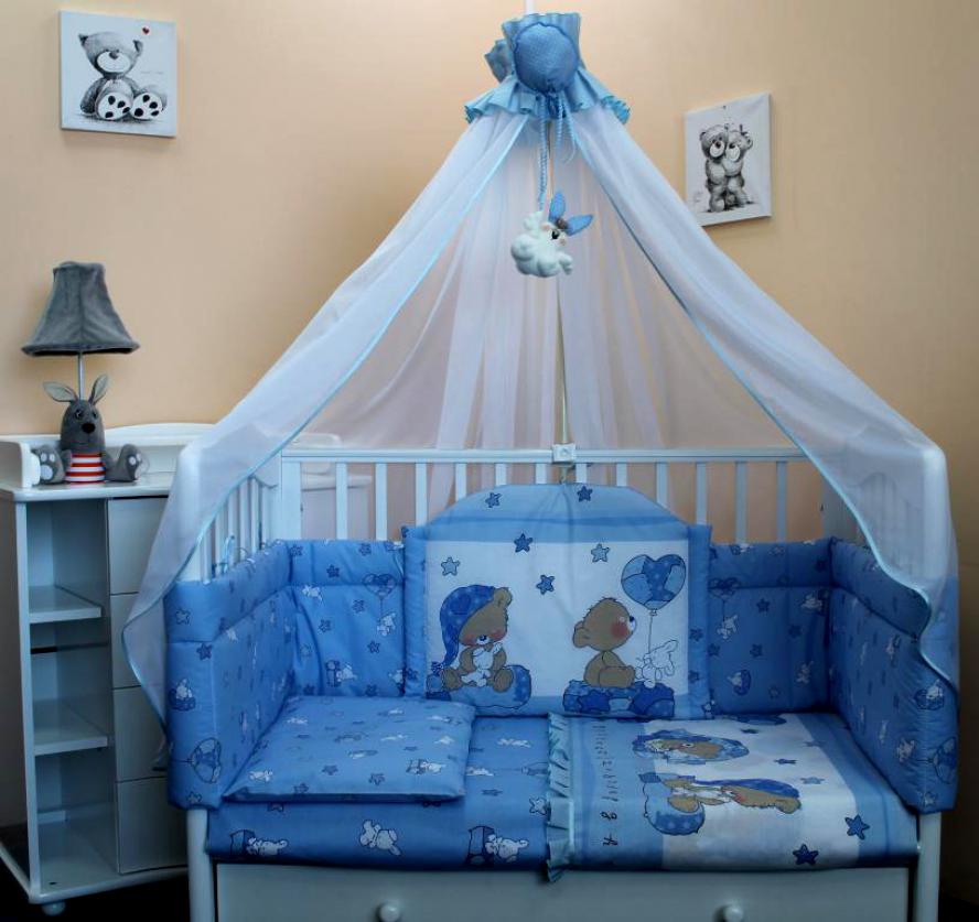 Baby blue canopy crib