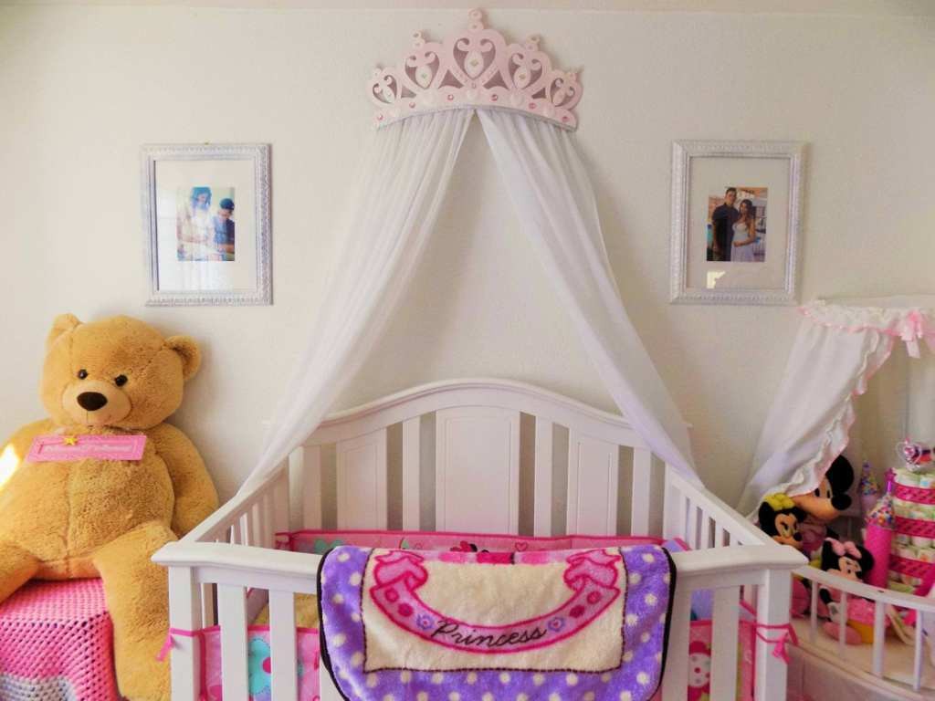 Canopy baby crib on the wall