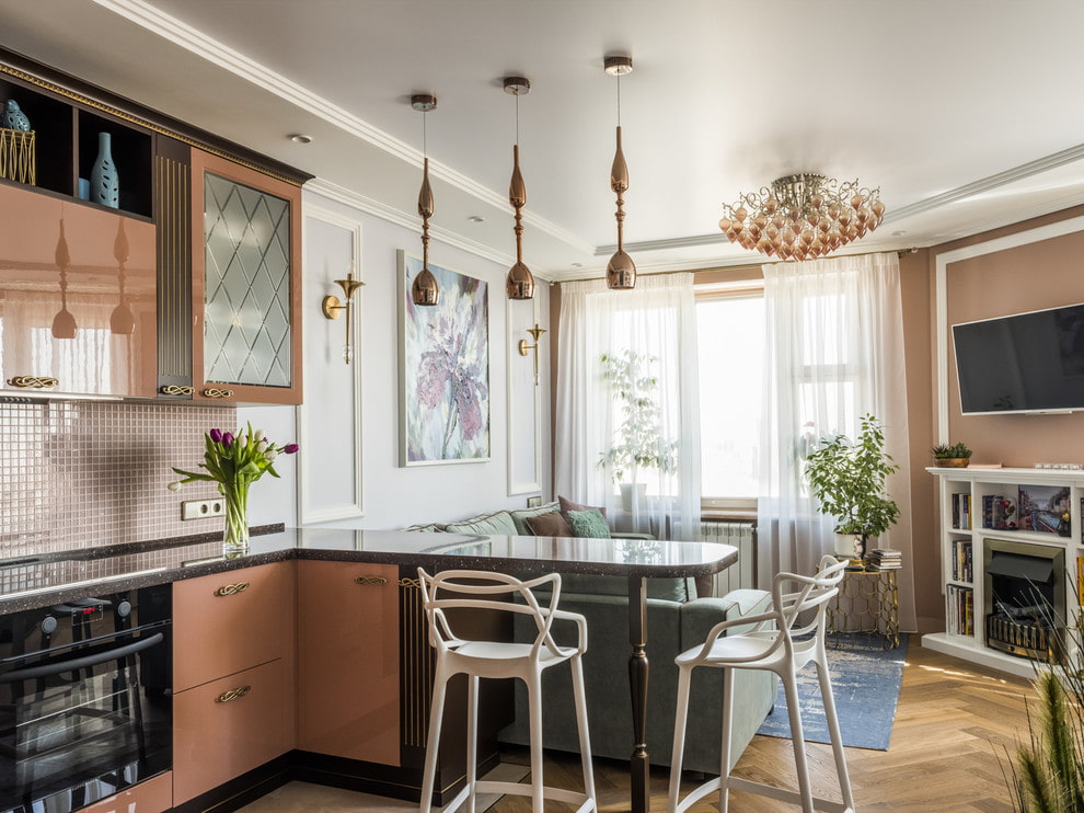 bar counter with headset