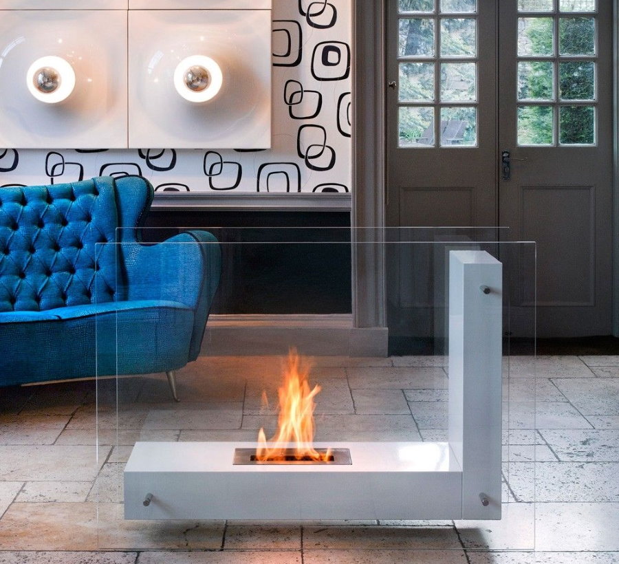 biofireplace مستطيلة المحمول في منزل خاص