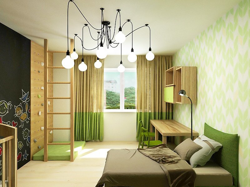 เฟอร์นิเจอร์ไม้ในห้องนอนของเด็กผู้ชาย