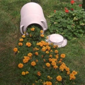 Parterre de fleurs d'origine d'une vieille boîte