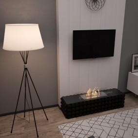 biofireplace محمولة على الأرض مع هيئة سوداء