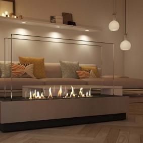 الإضاءة الزخرفية في غرفة المعيشة