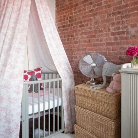 Brick wall in a children's room