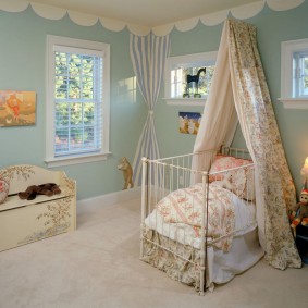 Crib on a metal frame