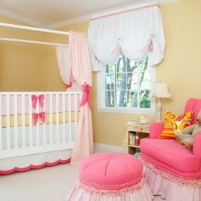 Pink armchair in the children's bedroom