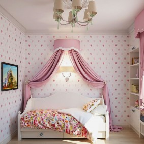 Satin curtains in the girl's room