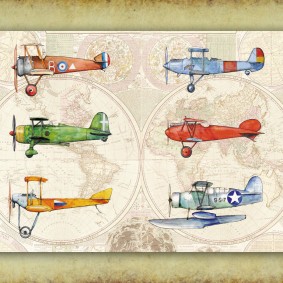 Affiche d'avion sur fond de carte du monde