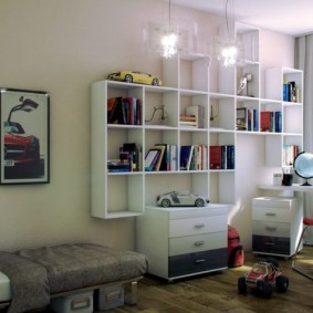 ชั้นวางติดผนังในห้องเด็ก