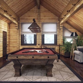 Pool table in the living room.