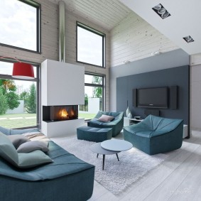 Biofireplace in the living room of a private house