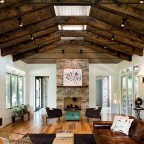 Plastered walls in a wooden house