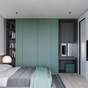 ภายในห้องนอนสีเทา