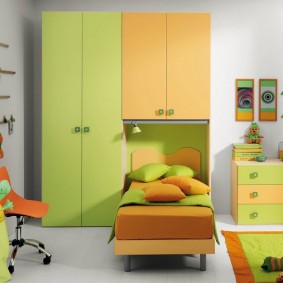 Çocuk mobilyalarının cephelerinin parlak renklendirilmesi