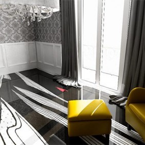 Tabouret rembourré doux avec revêtement jaune