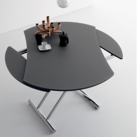 Table ronde avec plateau coulissant