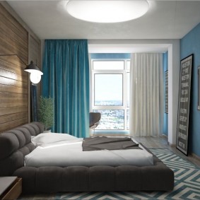 Tenda turchese nella camera da letto di un adolescente