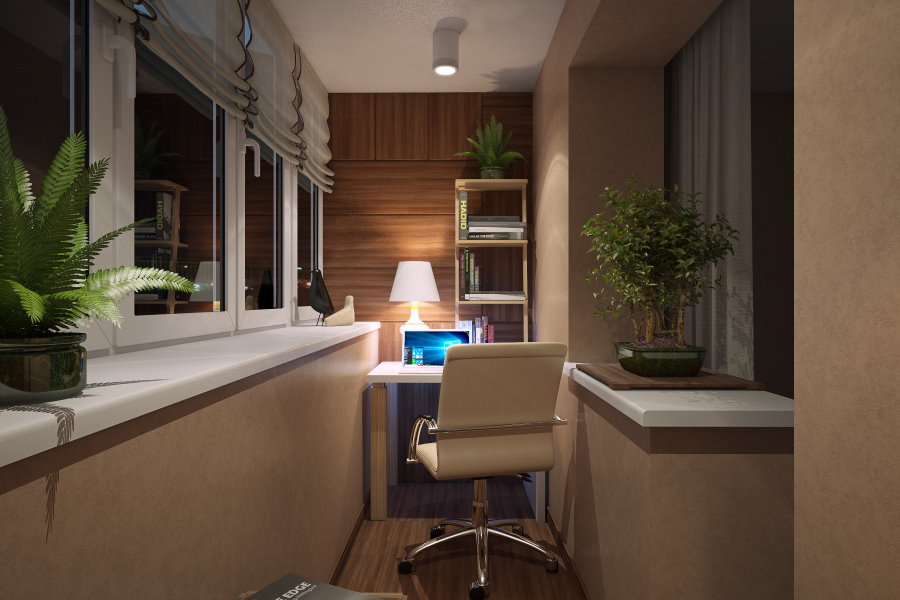 Konforlu bir sundurmada rahat bir ofis