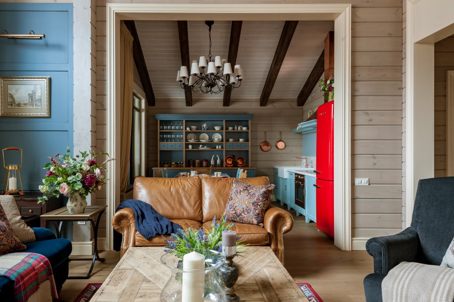 Country in the interior of the hall of a country house