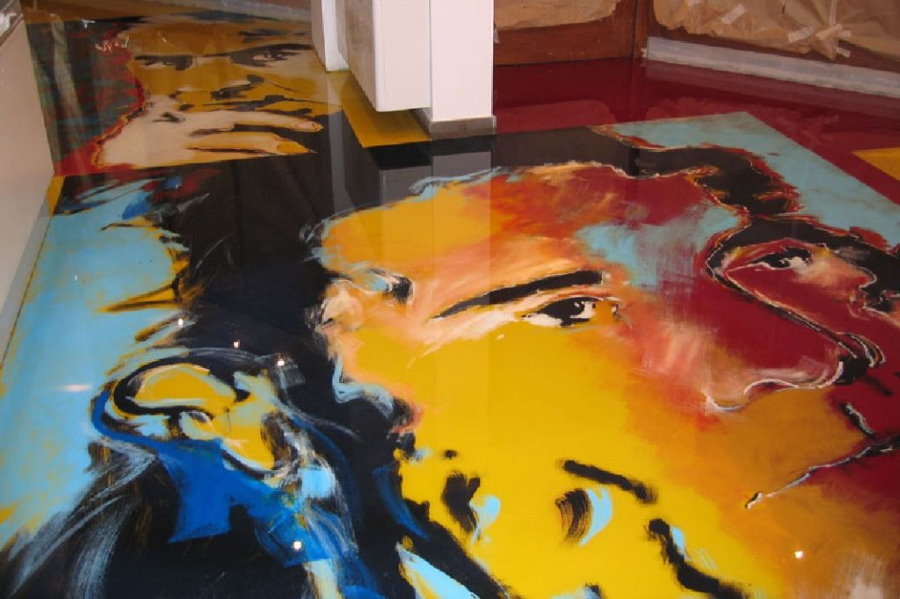 Plancher en vrac dans un style appartement pop art