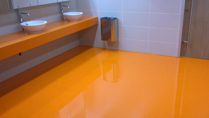 Plancher en vrac de polyuréthane orange
