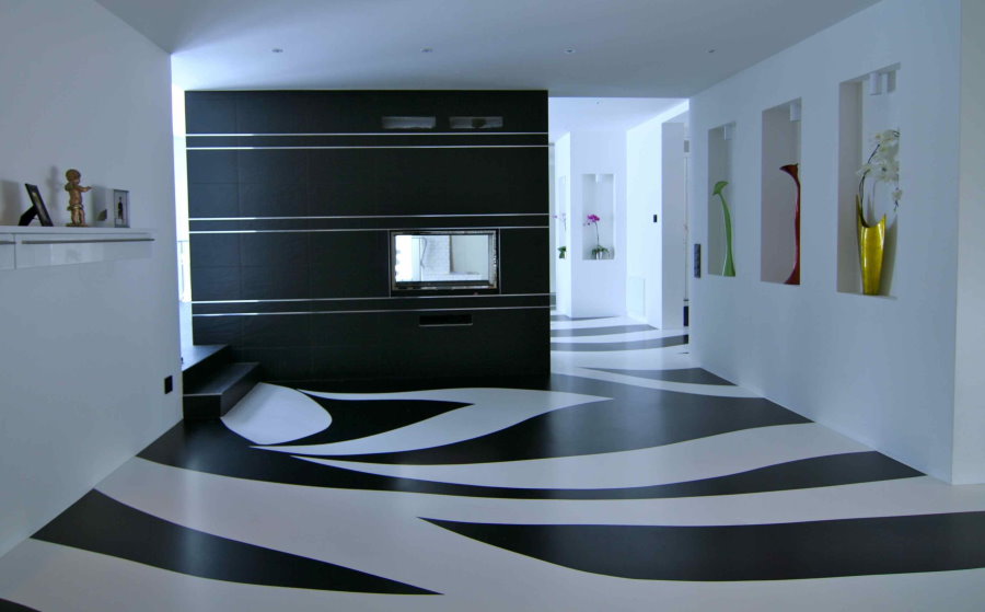 Couleur contrastée pour plancher en vrac polymère