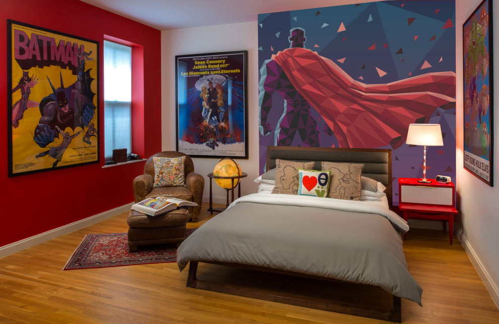 Décor de chambre d'enfants avec des affiches de cinéma
