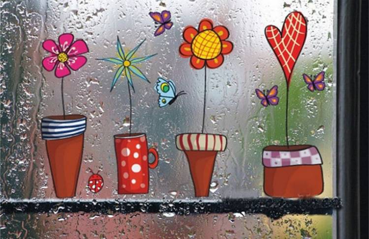 Autocollants en vinyle sur une vitre dans une pépinière