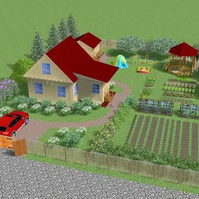 Option d'aménagement d'un terrain rectangulaire de 6 acres