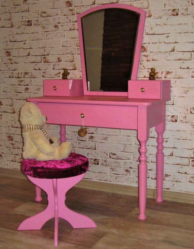 โต๊ะเครื่องแป้งสีชมพูทำจาก MDF สำหรับสาวแฟชั่นนิสต้า
