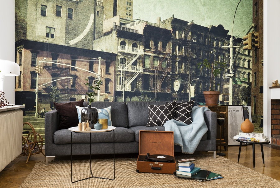 Adesivo Murale soggiorno in stile urbano