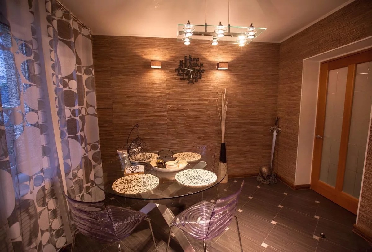 papier peint en bambou dans la cuisine