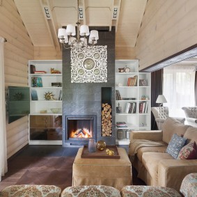 Cheminée îlot dans un salon moderne