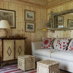 Poufs en osier avec rangement