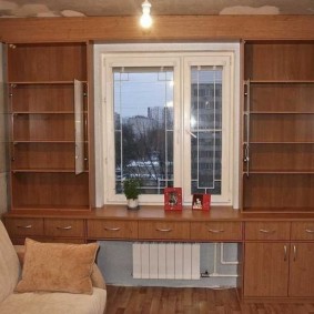 Glass doors on built-in cabinets