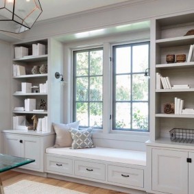 Built-in shelves in the interior of a private house