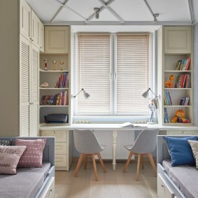 Children's books on open shelves