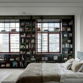 Built-in shelving in the interior of the living room