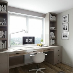 Shelving on a desk in a children's room