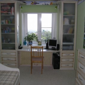 Frosted glass on the cabinet doors