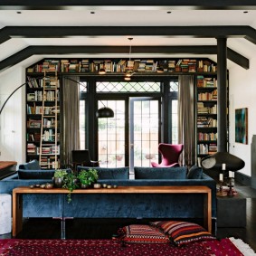 Black beams on a white ceiling