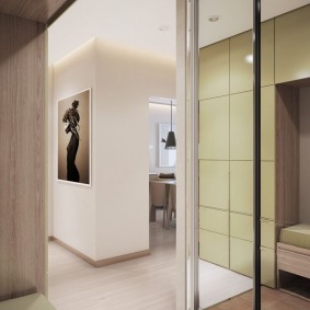 Armoire étroite avec portes miroir