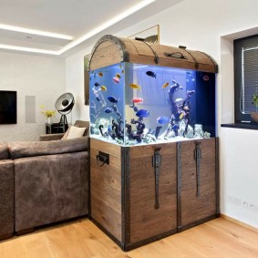 Akuarium yang bergaya dalam bentuk dada lama