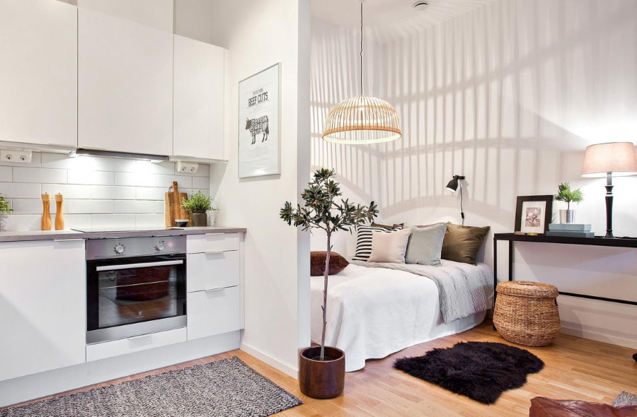 Lit derrière la cloison dans le studio