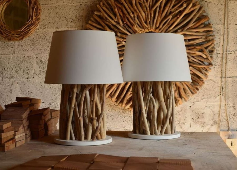 Lampes de branches d'arbres pour la décoration du salon à la campagne