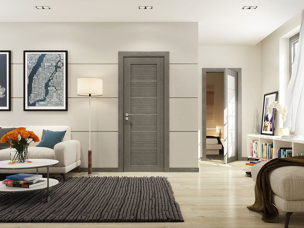 pintu kelabu di dalam gambar dalaman