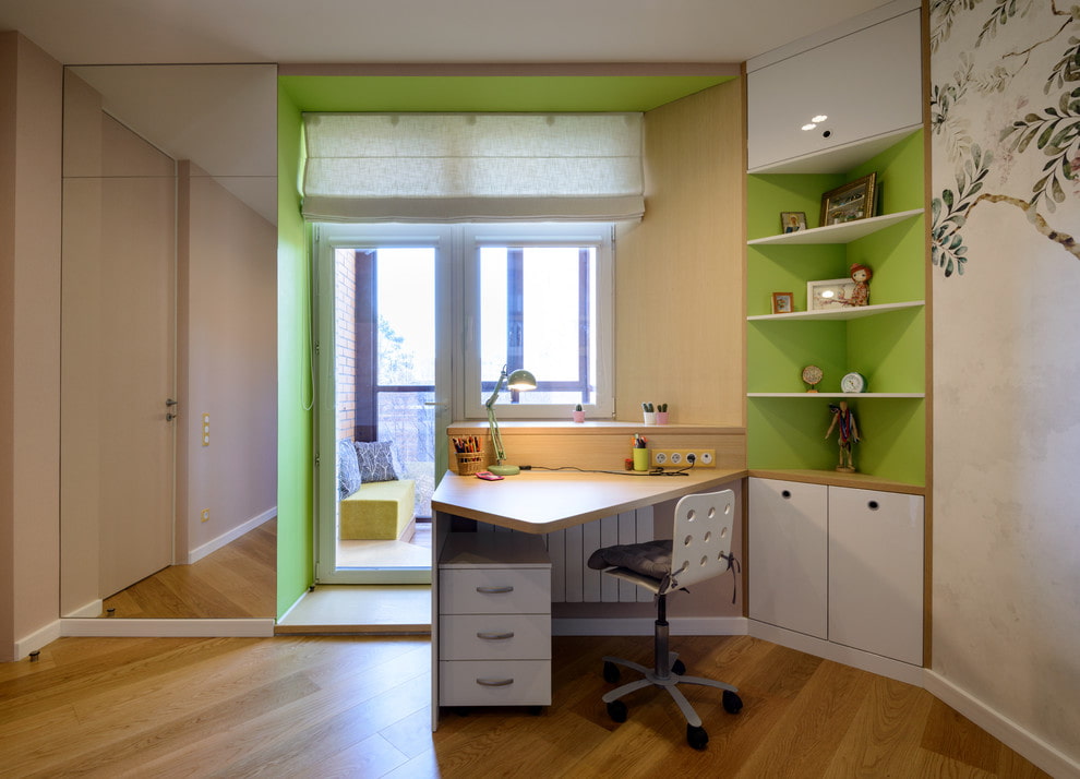 Workplace of a student near the balcony block