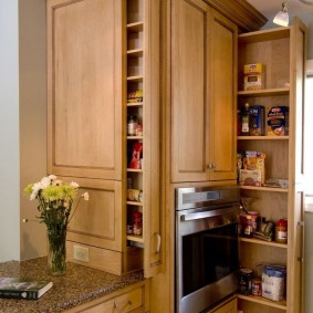 Narrow sliding panel near the kitchen window